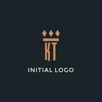 kt logo initiale avec pilier icône conception, luxe monogramme style logo pour loi raffermir et avocat vecteur