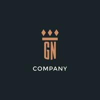 gn logo initiale avec pilier icône conception, luxe monogramme style logo pour loi raffermir et avocat vecteur