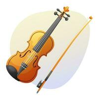 classique en bois violon ou alto avec une arc. musical instrument. vecteur illustration pour conception.