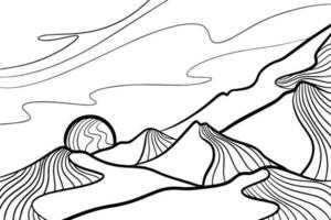 ensemble d'impression d'art de ligne moderne minimaliste créatif. paysages d'arrière-plans esthétiques contemporains de montagne abstraite. avec montagne, forêt, mer, horizon, vague. illustrations vectorielles vecteur
