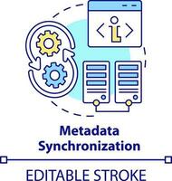 métadonnées synchronisation concept icône. annuaire un service abstrait idée mince ligne illustration. synchroniser Les données éléments. isolé contour dessin. modifiable accident vasculaire cérébral vecteur