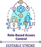 basé sur les rôles accès contrôle concept icône. Sécurité la gestion abstrait idée mince ligne illustration. affectation autorisations. isolé contour dessin. modifiable accident vasculaire cérébral vecteur
