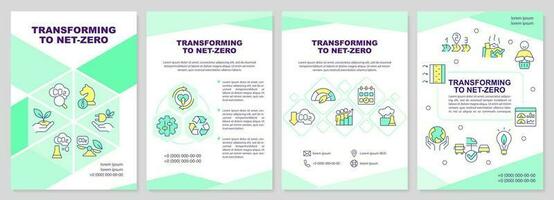 transformer à net zéro vert brochure modèle. technologie. brochure conception avec linéaire Icônes. modifiable 4 vecteur mises en page pour présentation, annuel rapports