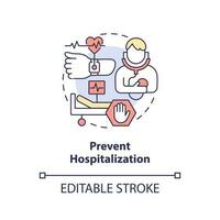 prévenir hospitalisation concept icône. objectif de chronique maladie la gestion abstrait idée mince ligne illustration. isolé contour dessin. modifiable accident vasculaire cérébral vecteur