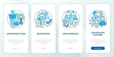 devenir affilier marchande bleu l'intégration mobile app filtrer. commerce électronique procédure pas à pas 4 pas modifiable graphique instructions avec linéaire concepts. interface utilisateur, ux, gui modèle vecteur