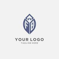 fb logo avec feuille forme, nettoyer et moderne monogramme initiale logo conception vecteur