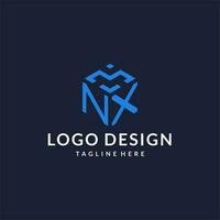 nx logo hexagone conceptions, meilleur monogramme initiale logo avec hexagonal forme conception des idées vecteur