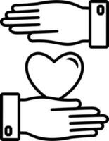 mains protéger le cœur icône vecteur illustration