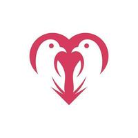 deux oiseau animal avec l'amour moderne Créatif logo conception vecteur