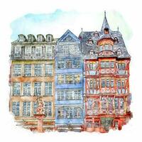 francfort allemagne croquis aquarelle illustration dessinée à la main vecteur