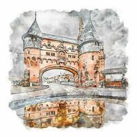 Trarbach Allemagne aquarelle esquisser main tiré illustration vecteur