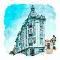 craiova Roumanie aquarelle esquisser main tiré illustration vecteur