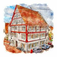 nordlingen Allemagne aquarelle esquisser main tiré illustration vecteur