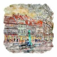 gottingen allemagne croquis aquarelle illustration dessinée à la main vecteur