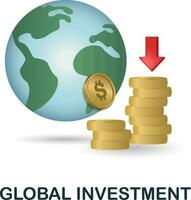 global investissement icône. 3d illustration de la finance la gestion collection. Créatif global investissement 3d icône pour la toile conception, modèles, infographie et plus vecteur