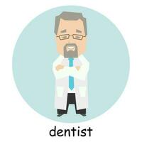 Masculin dentiste, personnage, avatar, portrait. profession illustration dans plat dessin animé style, vecteur