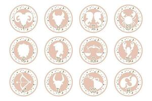 astrologie zodiaque panneaux ensemble, mystique rond Icônes. ésotérique symboles pour logo ou Icônes. pastel couleurs, vecteur