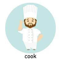 Masculin cuisiner, personnage, avatar, portrait. profession illustration dans plat dessin animé style, vecteur