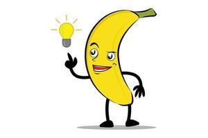 banane dessin animé mascotte ou personnage a trouvé une génial idée vecteur