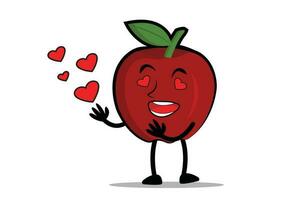 Pomme dessin animé mascotte ou personnage aime ses partenaire sur l'amour journée vecteur