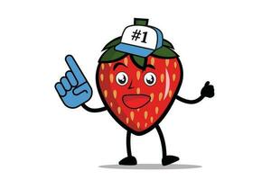 fraise dessin animé mascotte ou personnage est ici à fournir soutien comme une Supporter vecteur