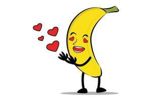 banane dessin animé mascotte ou personnage aime ses partenaire sur l'amour journée vecteur