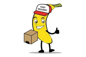 banane dessin animé mascotte ou personnage comme une livraison courrier officier vecteur