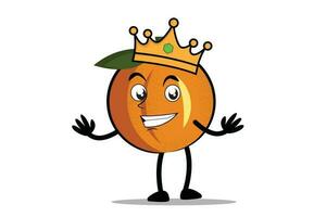 Orange dessin animé mascotte ou personnage comme une Roi et portant une Royal couronne vecteur