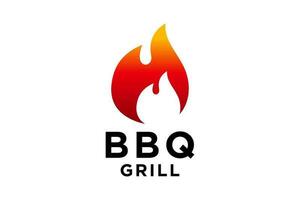 logo de barbecue avec logo de barbecue et concept de feu. vecteur