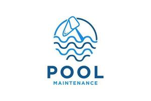 nager bassin un service logo avec nettoyage bassin et entretien concept. vecteur