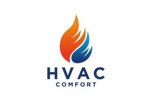 HVAC logo conception, chauffage ventilation et air conditionnement, HVAC logo pack modèle. vecteur