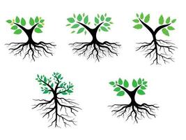 arbre et les racines avec vert feuilles Regardez magnifique et rafraîchissant. arbre et les racines logo style. vecteur