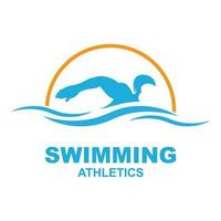 Facile nager bassin silhouette, nageur athlète sur mer océan l'eau vague logo conception vecteur