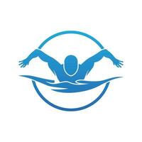 Facile nager bassin silhouette, nageur athlète sur mer océan l'eau vague logo conception vecteur
