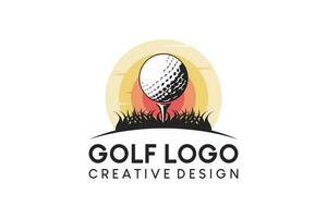 le golf symbole logo conception avec Soleil Contexte vecteur