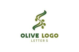 olive logo conception avec lettre s concept, Naturel vert olive vecteur illustration