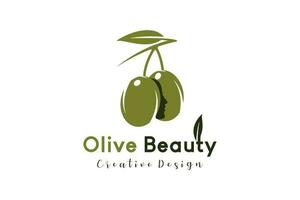 femme beauté vert olive logo conception Créatif concept vecteur