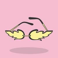 une dessin animé dessin de une paire de des lunettes avec ailes sur une rose Contexte vecteur