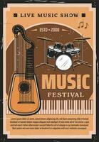 affiche du festival de musique avec instruments de musique vecteur