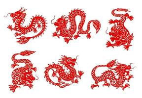 zodiaque horoscope dragon papercut animaux vecteur