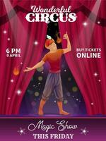 shapito cirque affiche avec dessin animé Feu mangeur vecteur