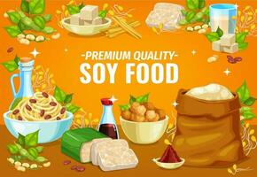 soja nourriture ou soja des produits, soya Tofu et Lait vecteur