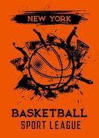 basketball ligue tournoi grungy vecteur affiche