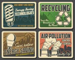 recyclage, pollution, environnement affiches, écologie vecteur