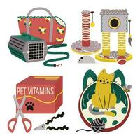 ensemble de éléments pour animaux, chats, chiens. animal de compagnie se soucier. vecteur