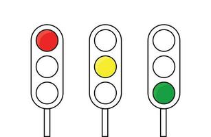 circulation lumière griffonnage plat illustration avec Trois lumières. route direction panneaux coloré. vecteur