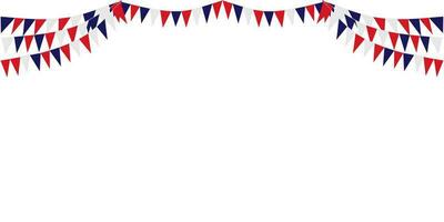 bruant pendaison rouge blanc bleu drapeaux Triangles guirlande bannière Contexte. uni Etat de Amérique, France, Thaïlande, Nouveau la zélande, Pays-Bas, Britanique, génial Grande-Bretagne, Etats-Unis vecteur