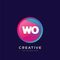 wo initiale logo avec coloré modèle vecteur. vecteur