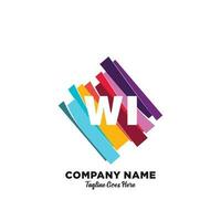 Wi initiale logo avec coloré modèle vecteur. vecteur