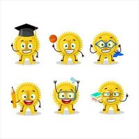 école étudiant de or médaille ruban dessin animé personnage avec divers expressions vecteur